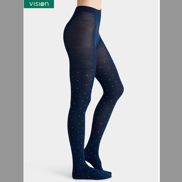 Blue and white organic cotton polka dot tights made in Italy NWT - Picture 1 of 7